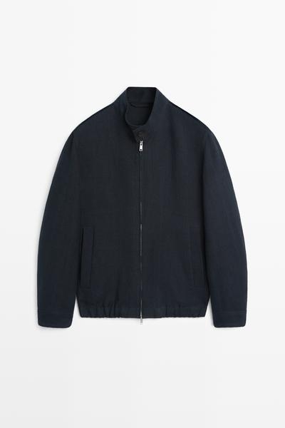 Zara Куртка с воротником стойкой из 100% льна