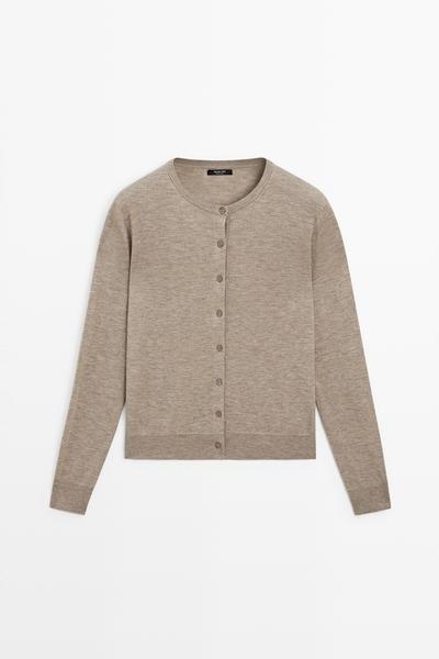 Zara Кардиган с круглым вырезом из тонкой вязки