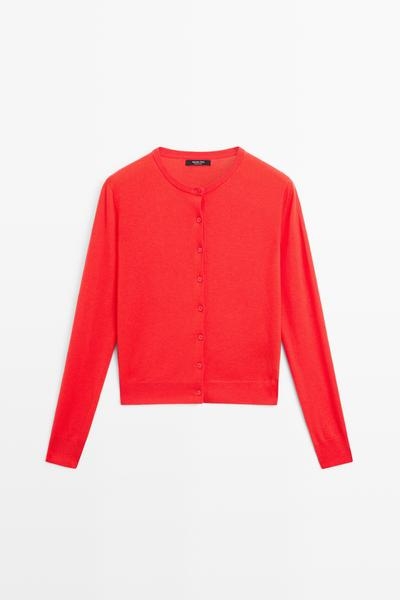 Zara Кардиган с круглым вырезом из тонкого трикотажа