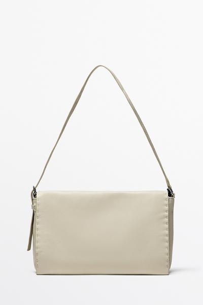 Zara Сумка через плечо из кожи наппа с прострочкой