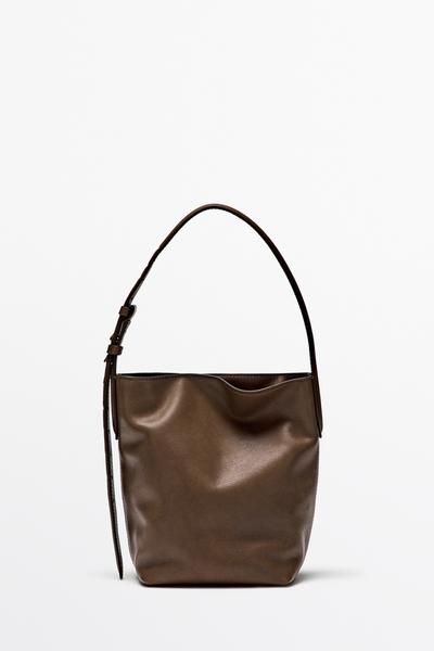 Zara Мини-сумка ведро из кожи наппа