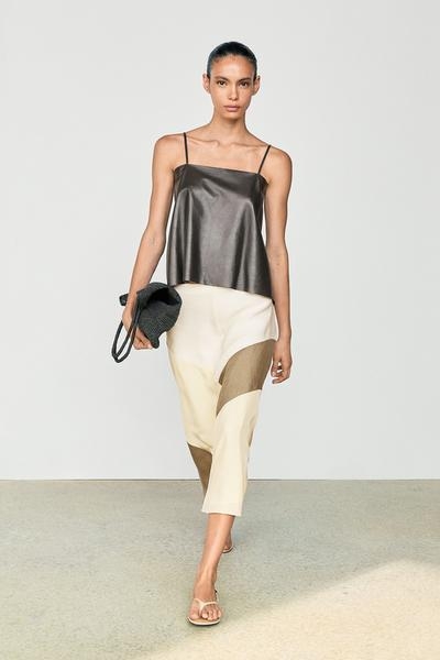 Zara Плиссированная миди-юбка с контрастной отделкой