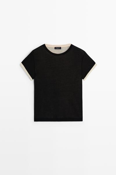Zara Футболка с короткими рукавами из двух слоев