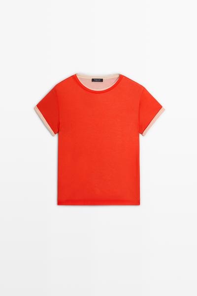 Zara Футболка с короткими рукавами и двойным слоем