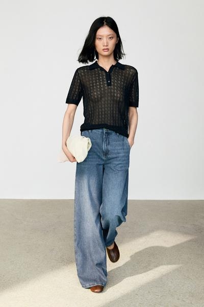 Zara Свитер поло с открытой вязкой купить с доставкой.