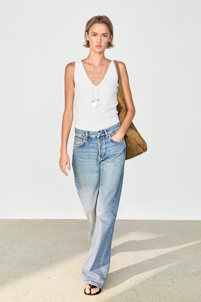 Zara Топ с лямками из хлопкового микса