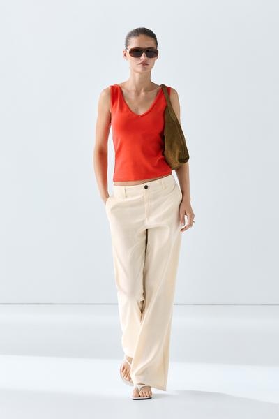 Zara Топ на тонких бретелях из хлопкового микса