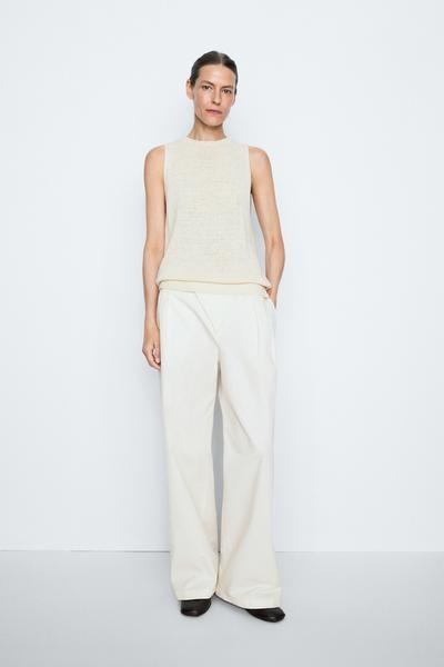 Zara Вязаный топ с воротом-хомутом из шелкового микса STUDIO