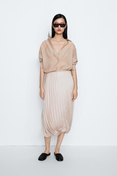 Zara Плиссированная юбка средней длины с объемным подолом
