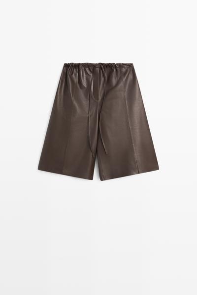 Zara Длинные шорты-бермуды из кожи наппа