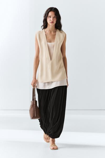Zara Топ двойной слой с контрастной отделкой купить с доставкой.