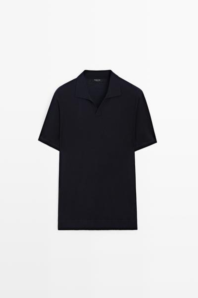 Zara Поло из вязаной шерстяной смеси с коротким рукавом купить с доставкой.
