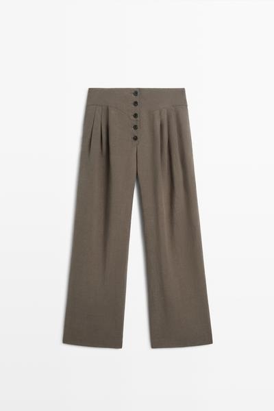 Zara Брюки плиссированные из льняной смеси купить с доставкой.