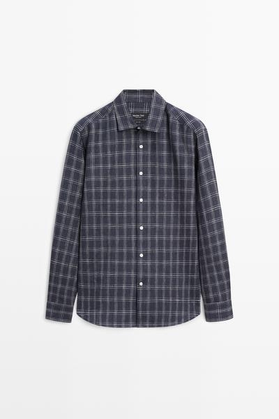 Zara Рубашка в клетку из 100% льна, классический крой