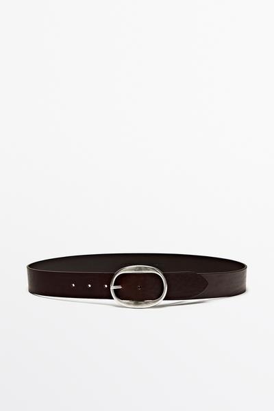 Zara Ремень из кожи наппа с овальной пряжкой купить с доставкой.