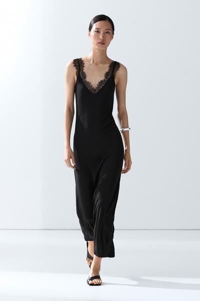Zara Миди-платье в стиле нижнего белья