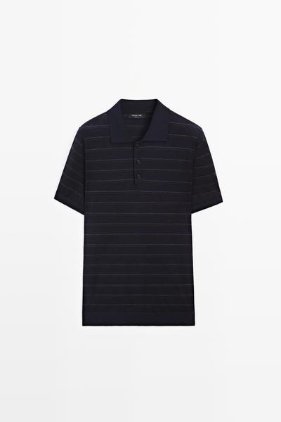 Zara Вязаное поло с короткими рукавами в полоску купить с доставкой.