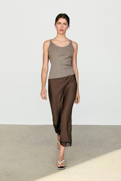 Zara Юбка миди с кружевной отделкой