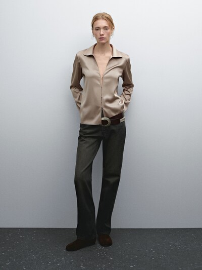 Zara Струящаяся атласная рубашка с пуговицами