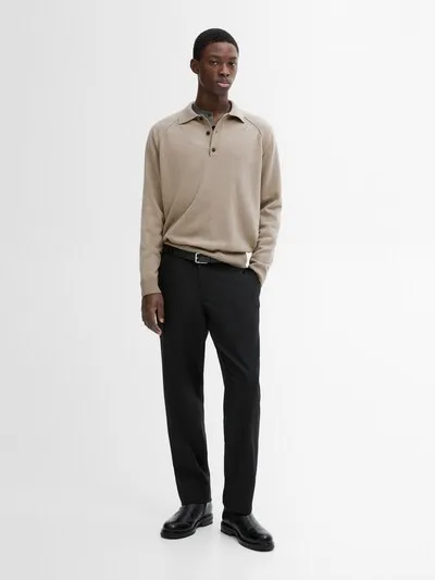 Zara Шерстяной вязаный свитер с воротником поло