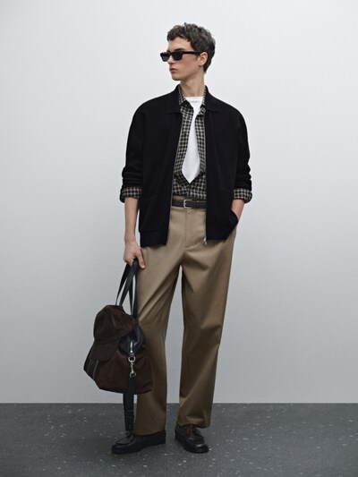 Zara Вязаный кардиган на молнии из 100% хлопка