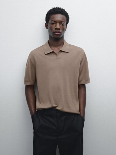 Zara Поло свитер V-образным вырезом и короткими рукавами