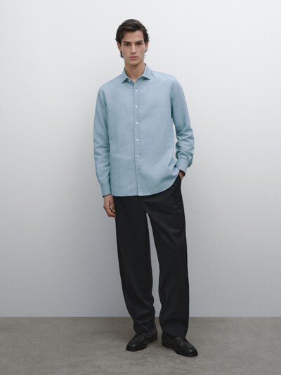 Zara Приталенная джинсовая рубашка из хлопчатобумажной смеси