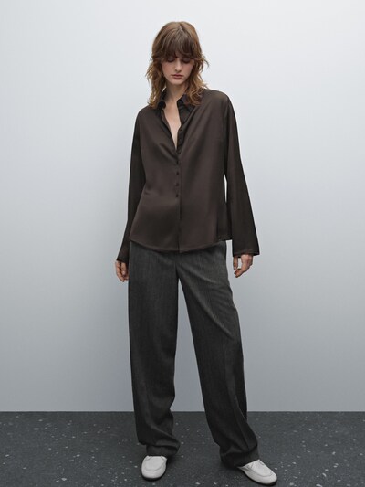 Zara Струящаяся атласная рубашка на пуговицах