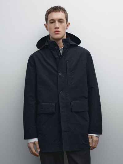 Zara Парка с капюшоном из хлопчатобумажной смеси