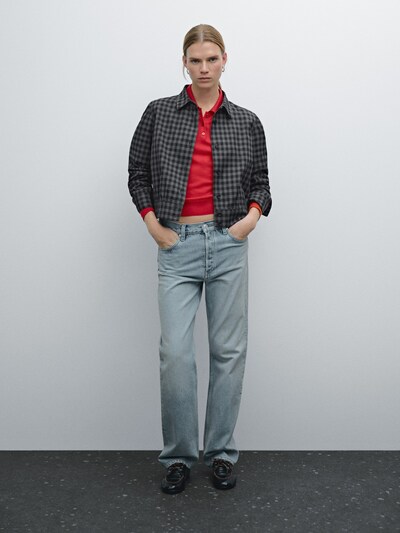 Zara Верхняя рубашка в клетку с эластичной деталью