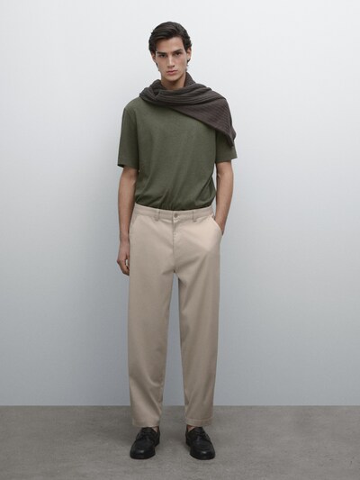 Zara Футболка из смеси льна и хлопка с коротким рукавом