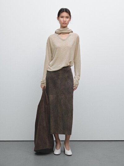 Zara Вязанный свитер V-образного выреза из льна