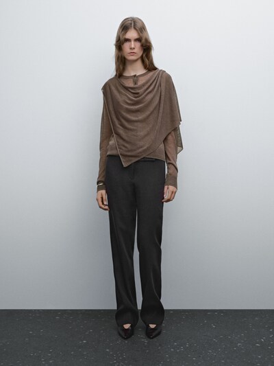 Zara Вязаный кардиган из льняной смеси, деталь шарфа