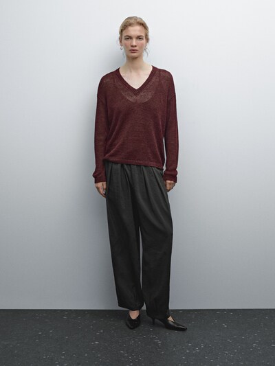 Zara Ажурный вязаный джемпер из 100% льна