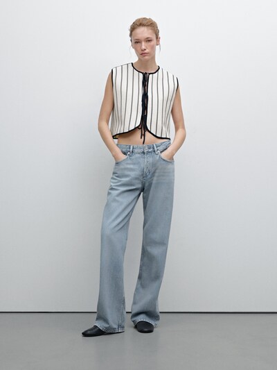 Zara Вязаный жилет в полоску с завязками