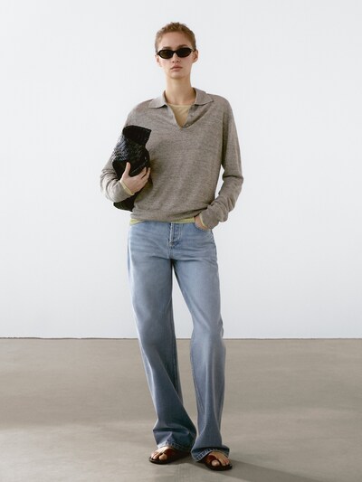 Zara Свитер меланжевой вязки из льняной смеси