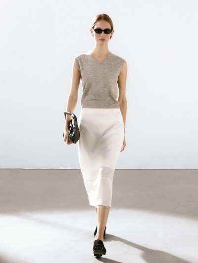 Zara Жилет из меланжевого трикотажа из 100% льна