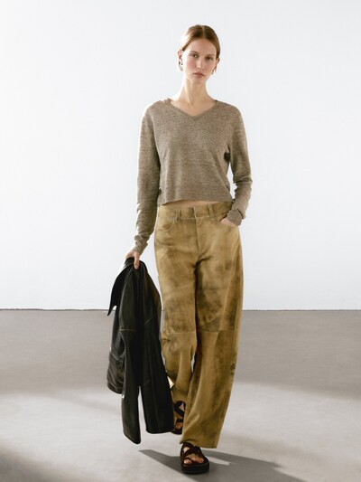 Zara Трикотаж меланжевого цвета из 100% льна