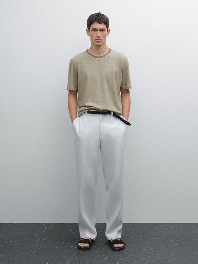 Zara Полосатая футболка из смеси хлопка и льна