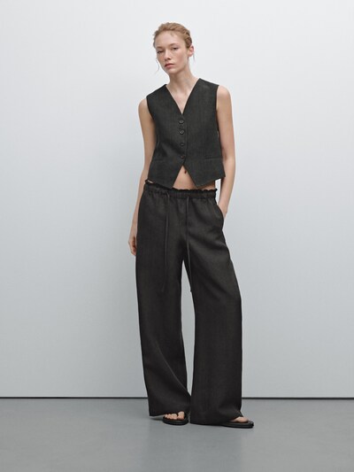 Zara Льняные брюки с оборванными краями