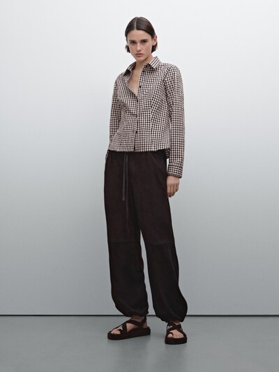 Zara Струящаяся рубашка в клетку из ситца