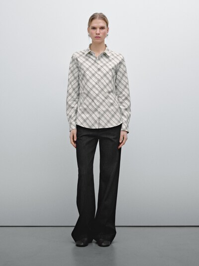 Zara Рубашка в косую клетку из хлопчатобумажной смеси