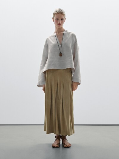 Zara Атласная рубашка в полоску с широким подолом