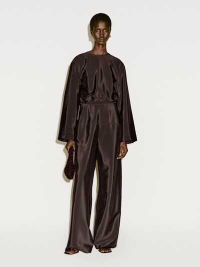 Zara Струящаяся атласная рубашка с разрезом сзади - лимитированная серия