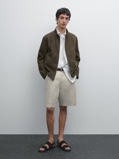 Zara Шорты-бермуды из 100% льна с вытачками