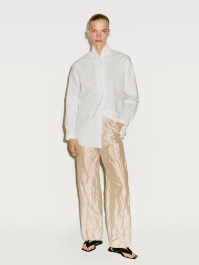 Zara Прямые брюки из атласа с фактурой - лимитированная серия