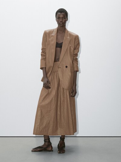 Zara Юбка миди с кокеткой из блестящей ткани - STUDIO