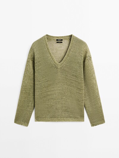 Zara Свитер с вырезом из 100% льна