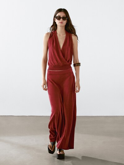 Zara Топ на шнуровке из смесового льна