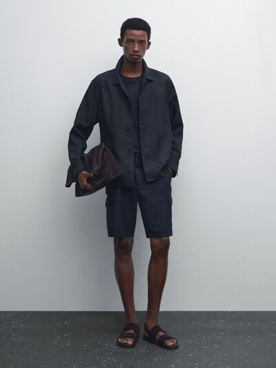 Zara Шорты-бермуды из смесовой хлопковой ткани